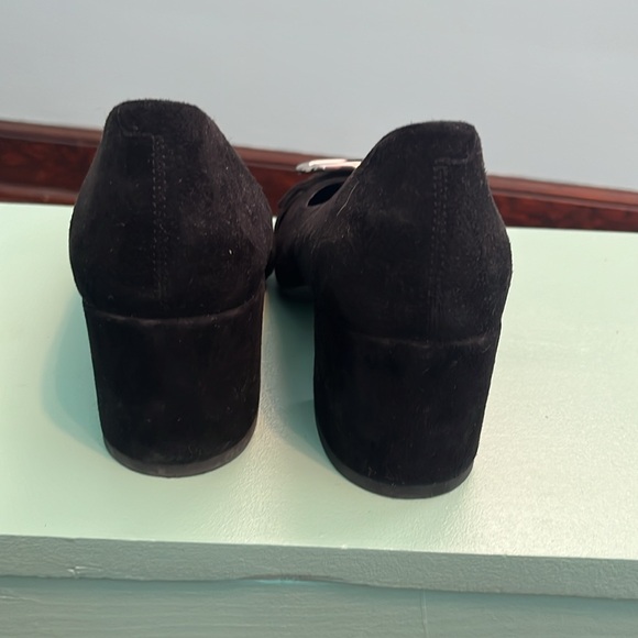 Geox Respira Black Suede Pumps with Block Heel - Picture 6 of 9